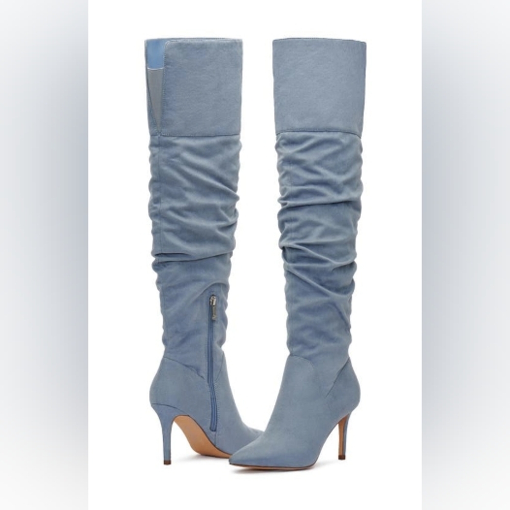 7.5 Jessica Simpson Sky Blue Over the Knee Boots